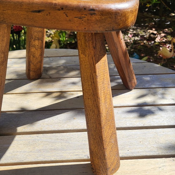 Image 1 of Milking Stool, Brutalist Shepherd in Solid Wood