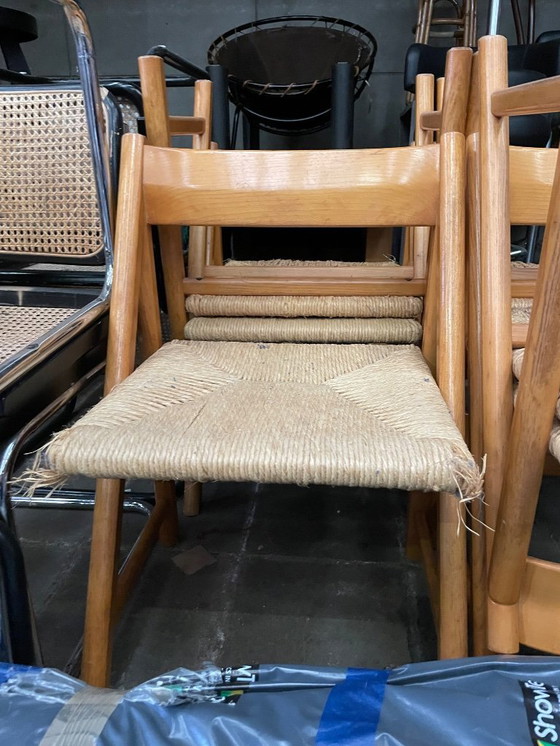 Image 1 of 8x Hout en koord stoelen