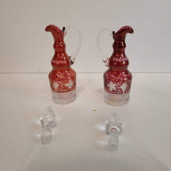 Image 1 of Convoy / Oil, vinegar, salt and pepper set, Bohemian crystal, silver-plated metal, 1940s – Czech Republic