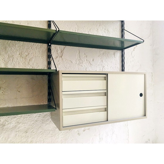 Image 1 of Vintage green and gray metal wall unit by Tjerk Reijenga for Pilastro, 1960