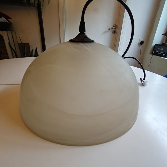 Image 1 of Vintage hanglamp van zwaar, wervelend glas – opnieuw bedraad – 30 cm