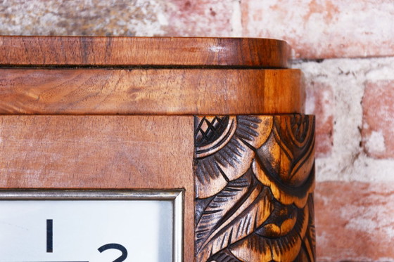 Originele art deco wandklok van ANGELUS, walnoothout, gerestaureerde Poolse afwerking, Frankrijk, jaren (photo 12 of 22)