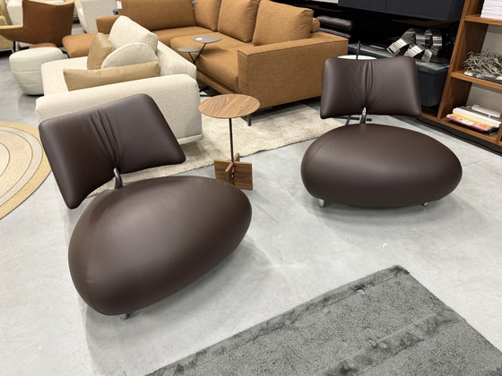 Image 1 of 2 Leolux Pallone Armchairs Wapiti Brown leather
