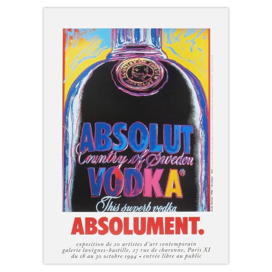Image 1 of Poster di Andy Warhol per la Vodka Absolut all'Expo del 1994.