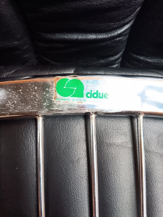 Image 1 of Willy Rizzo for Cidue - set of 6 Italian vintage chairs in black leather