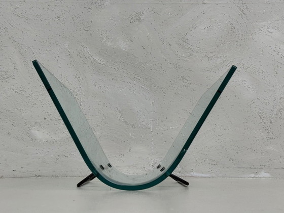 Image 1 of Revistero de diseño Fiam Italia | Años 80 | Cristal curvado