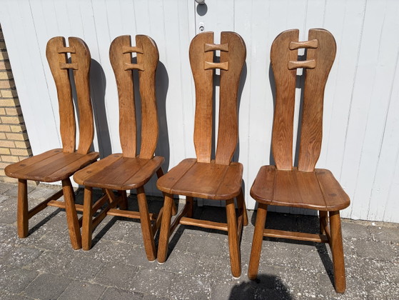 Vintage Brutalist De Puydt Dining Table + Chairs – Wood (photo 7 of 7)
