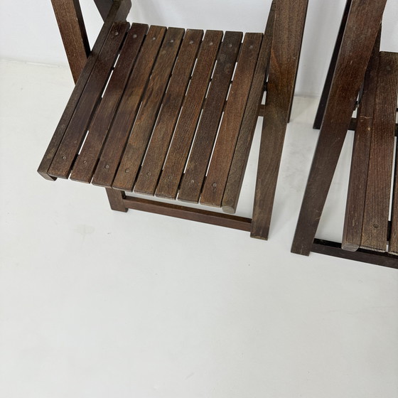 Image 1 of Set of 3 Aldo Jacober for Alberto Bazzani Wooden Folding Chairs, 1960’s