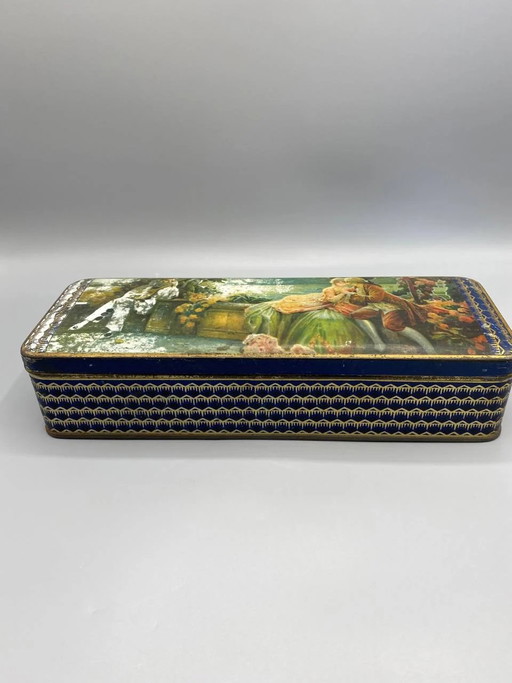 Lithographed Tin Box – 18th Century Style Gallant Scene – Early 20th Century – decoratieve objecten (photo 2 of 7)