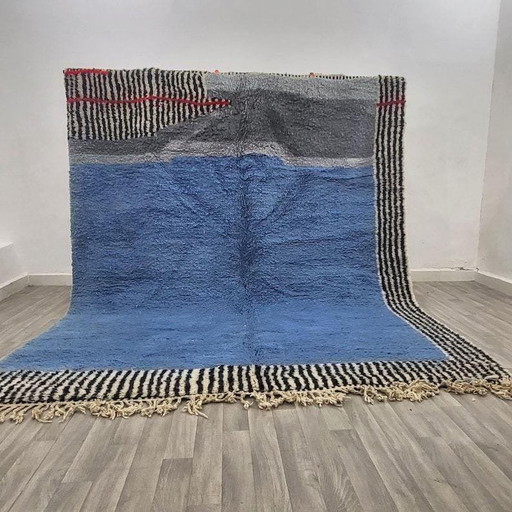 Alfombra bereber tradicional grande hecha a mano, azul, tamaño 3/4 M – Accupunto, vloerkleden en tapijten, Wool