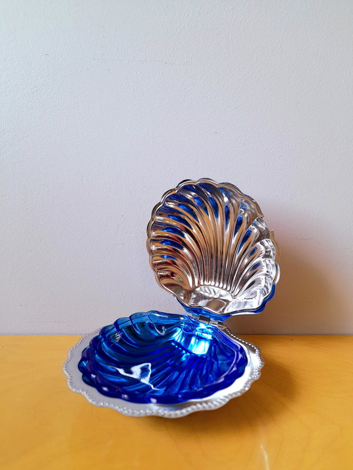 Stainless steel shell butter dish 1970