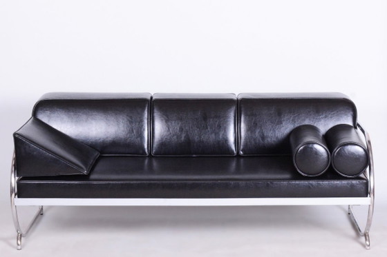 Restauriertes Bauhaus-Sofa, von Robert Slezak, Chrom, Leder, Tschechien, 1930er Jahre – Leather, Metal (photo 7 of 13)