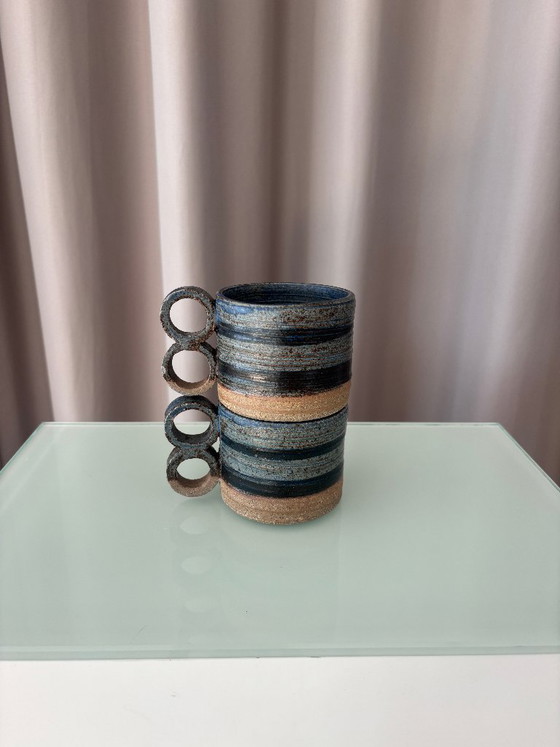 Coppia di tazze vintage in ceramica danese – Tazze in gres danese – Smaltate di blu – Stoviglie (photo 6 of 9)