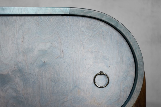 Image 1 of Vintage Mid Century Italiaans Modern Turquoise Streamline Dressoir in Berk, 1960