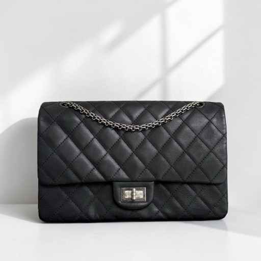 Chanel 2.55 Reissue 227 Large - Cannage Calfskin Black Ruthenium Silver Hardware Series 14