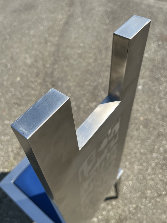 Image 1 of Sedia dal design unico realizzata in acciaio inossidabile, acciaio inossidabile, acciaio spazzolato