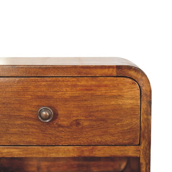 Image 1 of Mango wood floating classic bedside table with chestnut wood finish