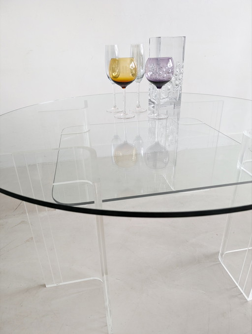 Vintage Glass & Plexi Coffee Table 1980'S