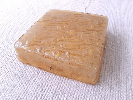 Image 1 of Suspension carrée en verre impressionnante de RZB Leuchten, suspension vintage en verre avec relief.