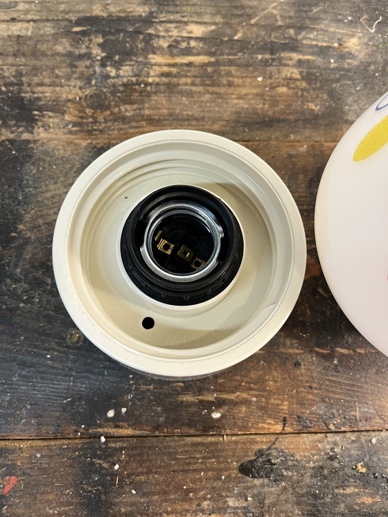 Image 1 of Lampada da soffitto vintage in vetro opalino della metà del secolo scorso