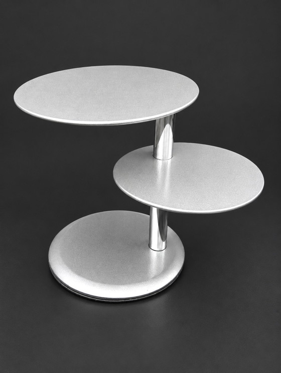 LeoLux Cyclo table d'appoint argentée, Tables d'appoint, Chrome, Bois (photo 5 sur 5)