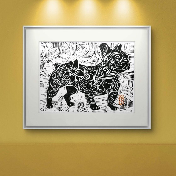 Image 1 of Pet Linocut | Stampa di animali domestici intagliata a mano