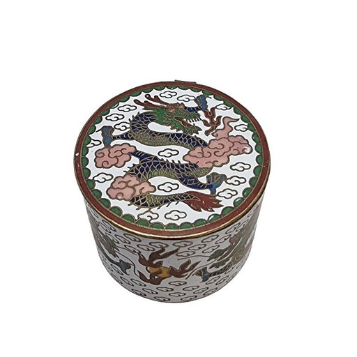 Chinesische Cloisonné-Schmuckschatulle mit Drachenmotiv