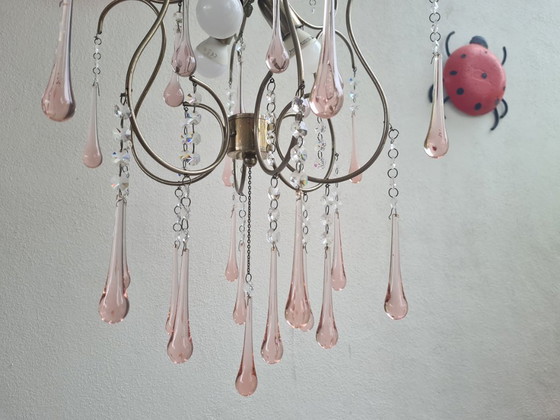 Image 1 of Lustre italien ancien en verre de Murano, Italie, années 1940