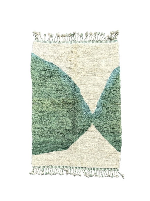 Tapis marocain moderne en laine Mrirt verte 150x260 cm - Tapis berbère tissé à la main