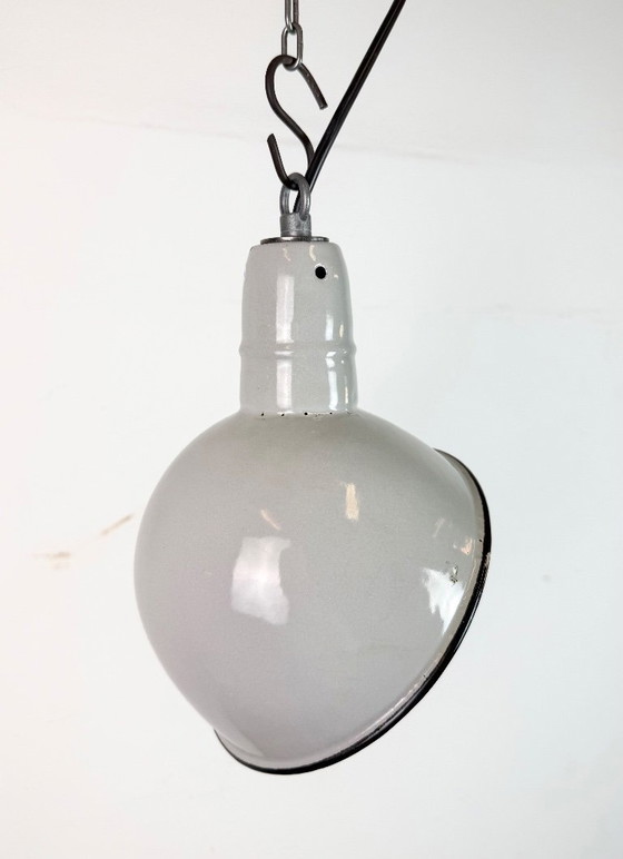 Image 1 of Industrial Grey Enamel Factory Pendant Lamp, 1960s
