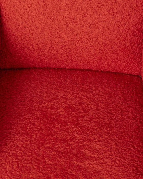 Image 1 of Pair of vintage 50s armchairs red fabric Italian design