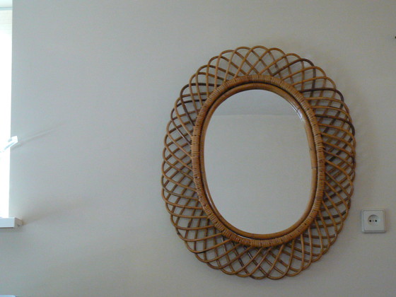 Image 1 of Fraaie Vintage Rotan Spiegel van Franco Albini  60's