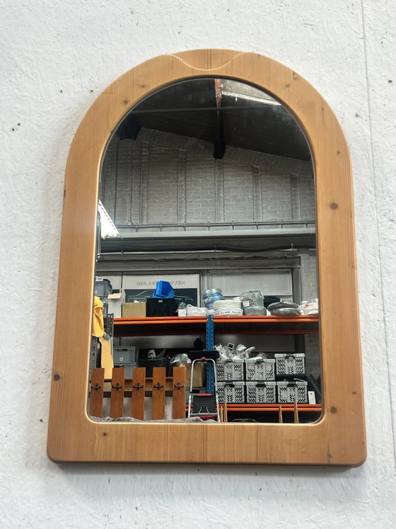 Image 1 of Vintage Large Pine Wood Mirror, Sweden 1970s