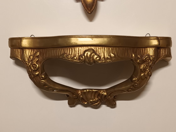 Image 1 of Miroir doré avec console