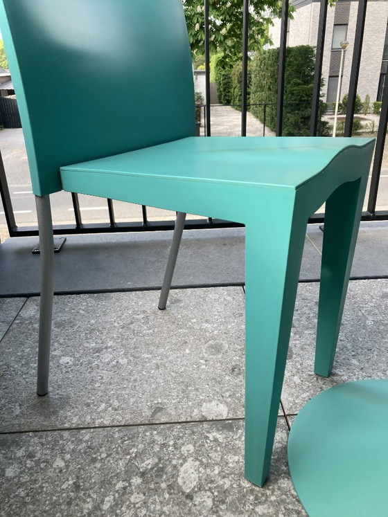 Image 1 of Kartell by Philippe Starck – Miss Balu tafel + 2 Miss Global stoelen – turkoois design set
