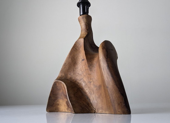 Image 1 of Lampada da tavolo organica moderna in legno d'ulivo intagliato, stile scultoreo, anni '70