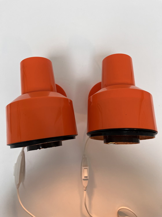 Image 1 of Set of vintage Swedish ‘Space Age’ spotlights in vibrant orange