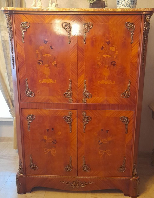 Mobile "Palissandro" (per TV, bar o ripostiglio) con ornamento in bronzo
