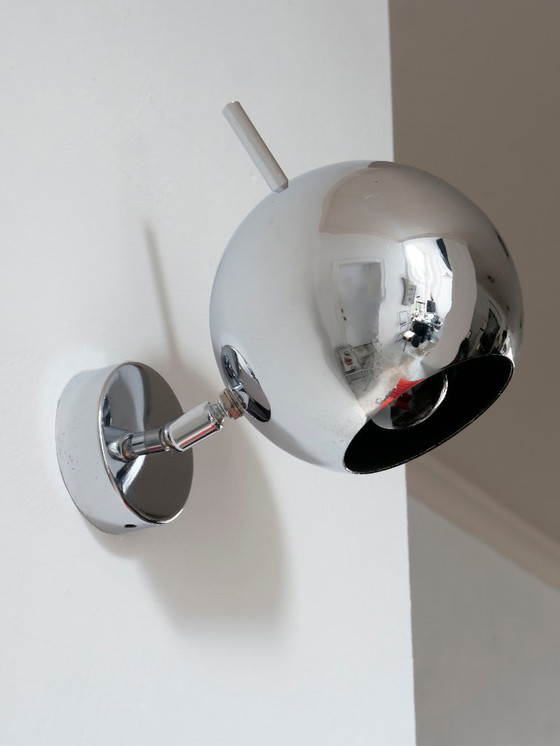 Image 1 of Aplique de pared cromado Eyeball, diseño italiano, años sesenta