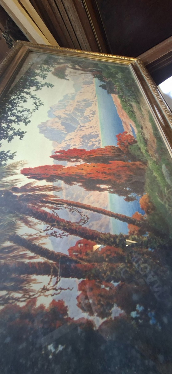Vintage ingelijste print van een olieverfschilderij – Giclée Prints, Glass, Paper (photo 3 of 5)