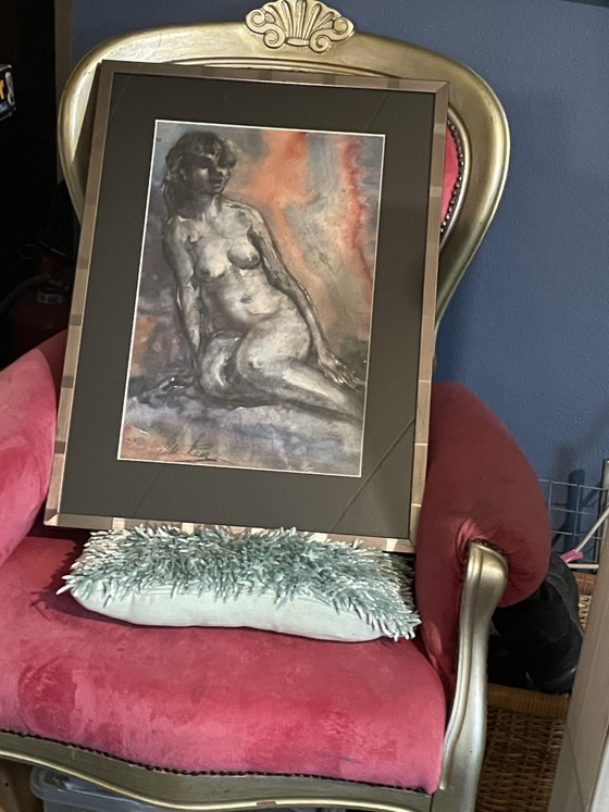 Image 1 of Deux ivrognes nus signés H Veer, tout comme le grand tableau hérité.