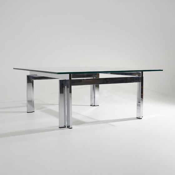 Quadratischer Couchtisch aus Glas und Stahl, 1970er Jahre – Esstische, Metal (photo 5 of 11)