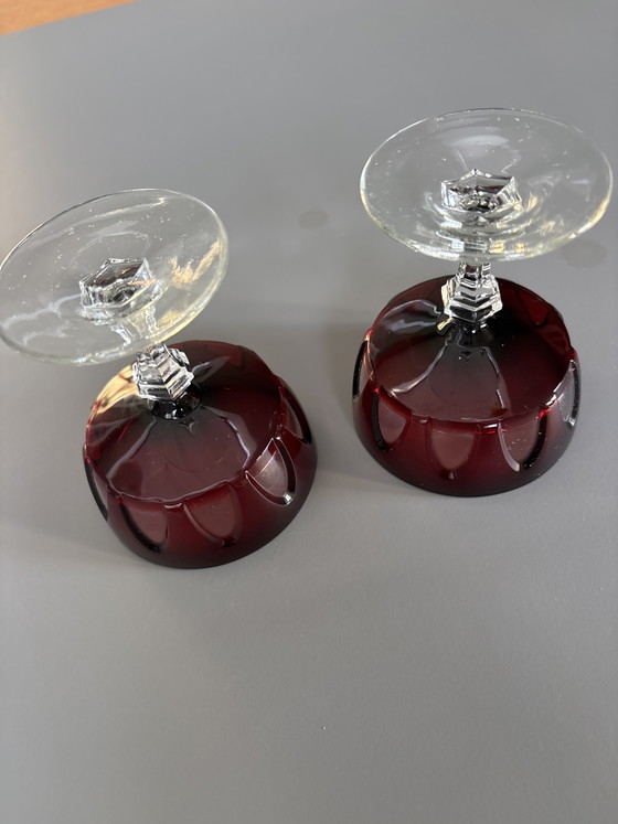 Image 1 of Cristal D'Arques - Copas de champán de cristal rojo rubí Durand
