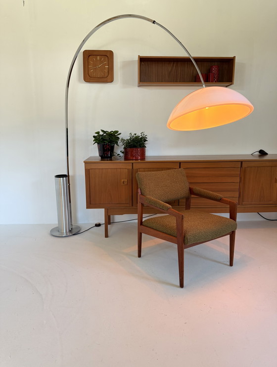 Image 1 of Vintage XXL chromen booglamp, Italië ‘70