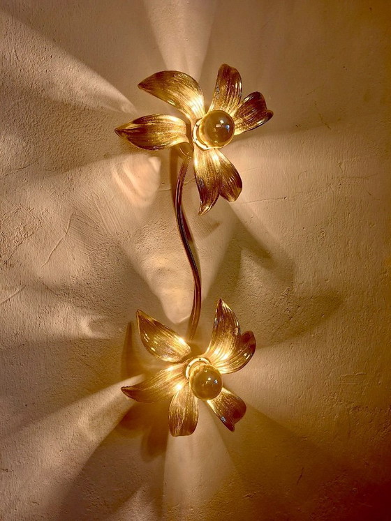 Image 1 of Brass Organically Shaped Double Wall or Ceiling Lights, 1970s