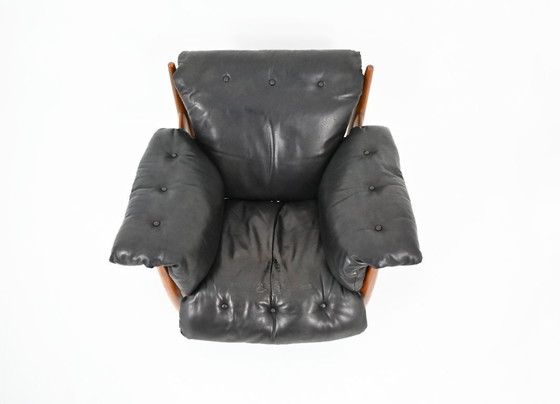 Image 1 of Loungefauteuil met voetenbank "Sheriff" van Sergio Rodrigues voor ISA Bergamo, jaren 60.