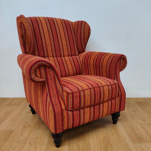 Vintage landelijke veelkleurige oorfauteuil, fauteuil, stoel