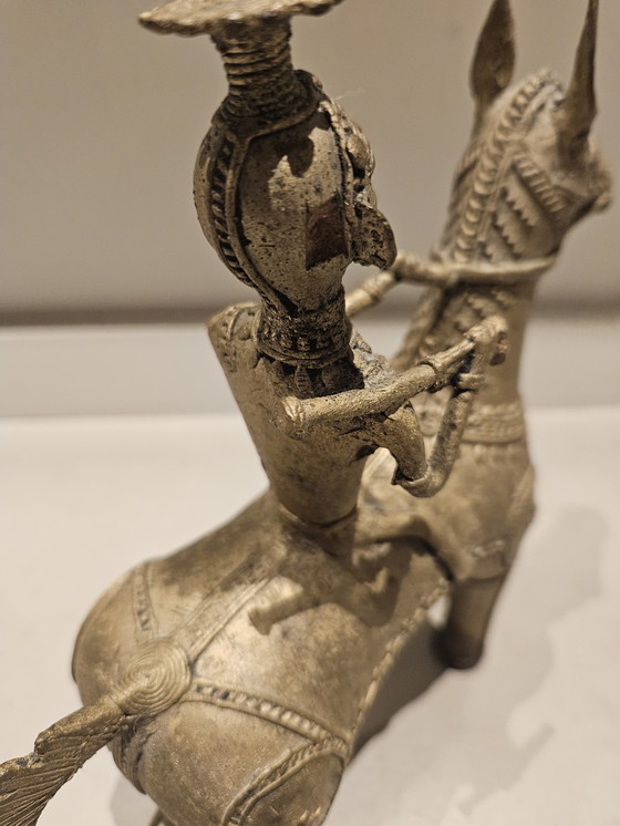 Image 1 of Bastar tribale kunst Dhorka messing paard en ruiter
