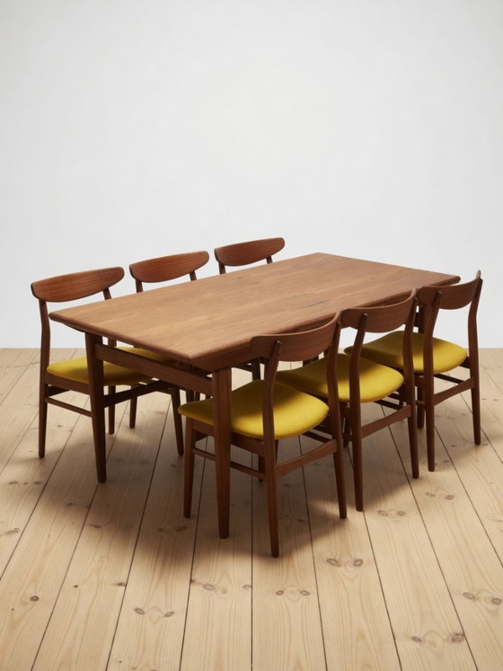 Image 1 of Deense teakhouten eettafel uit de jaren 60 van Ærthøj Jensen + Mølholm, jaren 60.