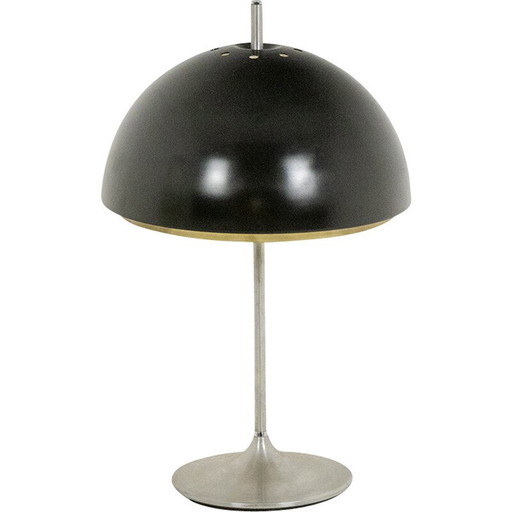 Vintage Pilzlampe aus gebürstetem Edelstahl, Deutschland 1970